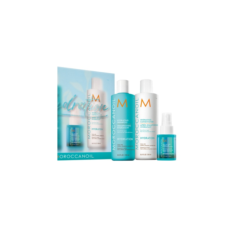 Spring set Moroccanoil hidratante con champú, acondicionador y leave in (mini)